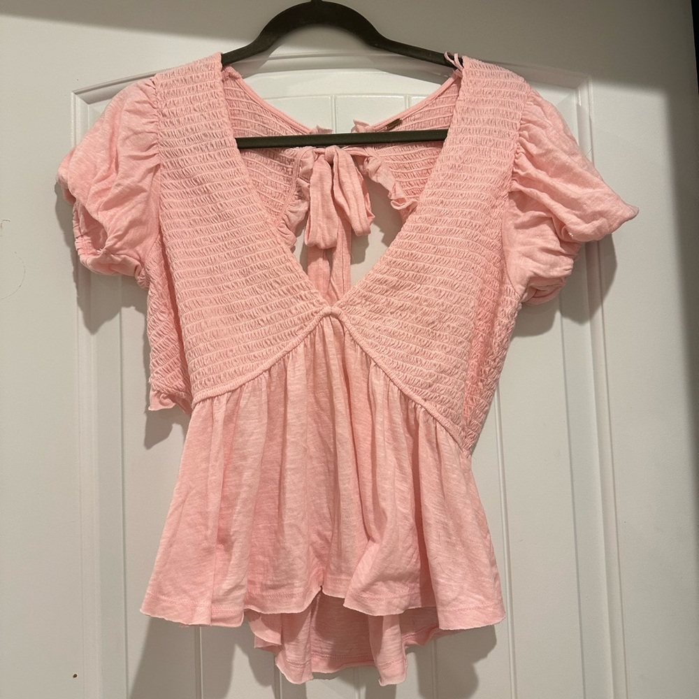 Pink Free People Top - Open back with tie - Size S - Worn once